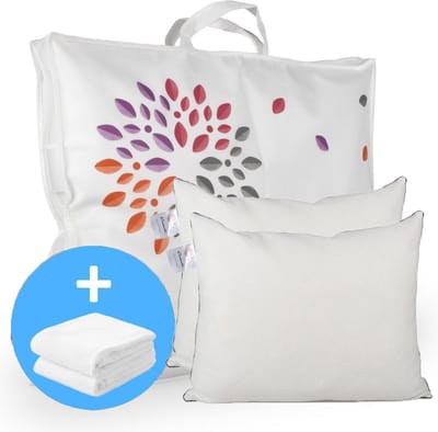 Cinderella Fusion Soft Hoofdkussen Set (2 Kussens + 2 Moltonslopen) - Anti Allergie - 60x70 cm - Wit