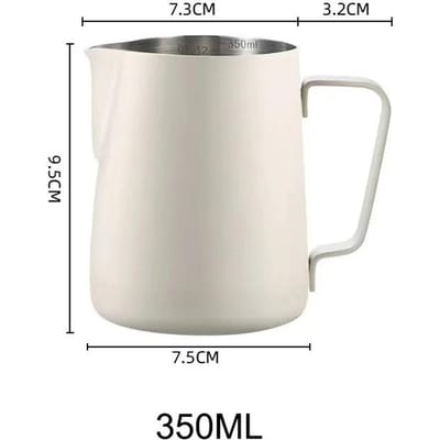 Pichet à mousse de lait et café en acier inoxydable avec graduation, pichet à vapeur pour expresso, pichet à mousse de lait professionnel, style Barista Craft white