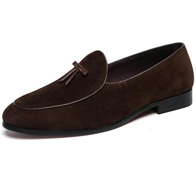 Instappers mannen Koreaanse versie van de trend Britse franje herenschoenen suède geschuurd boon schoenen een slip-on kleine leren schoenen 40 black