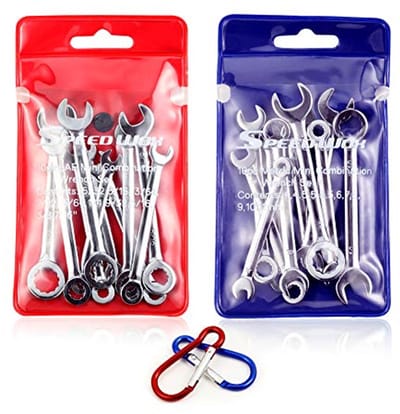 Mini Moersleutelset - Metrische en SAE Steeksleutels met Opbergzakjes en Sleutelhangers