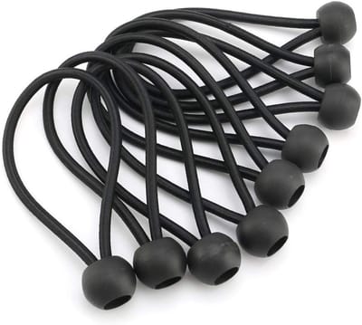 10x Zwarte Elastische Bungee Koorden met Bal voor Fitness Trampoline en Spanbanden
