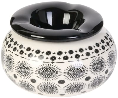Home Deco Factory Storm Asbak Classic African - Kunststeen - D10 x H6 cm - print zwart/wit - voor binnen/balkon