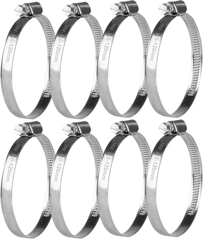8 stuks RVS slangklemmen, verstelbaar 100-120 mm slangklemmenset, slangklemset, 304 RVS buisklemmen, schroefklemmenset voor wasmachine, zwembadslangklemset