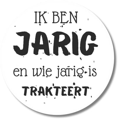 Ik ben jarig traktatie stickers – Wie jarig is trakteert – 20 stuks – 4 cm