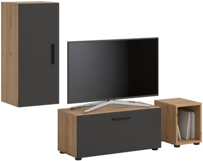 Moderne woonwand in artisan eik - Stijlvolle opbergkast op wielen voor elk interieur - 75cm