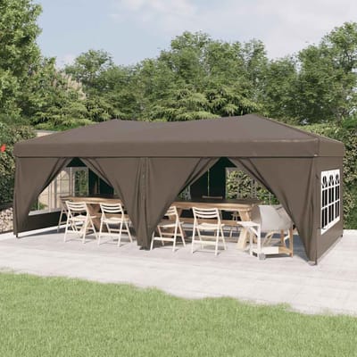 vidaXL - Partytent - inklapbaar - met - zijwanden - 3x6 - m - taupe