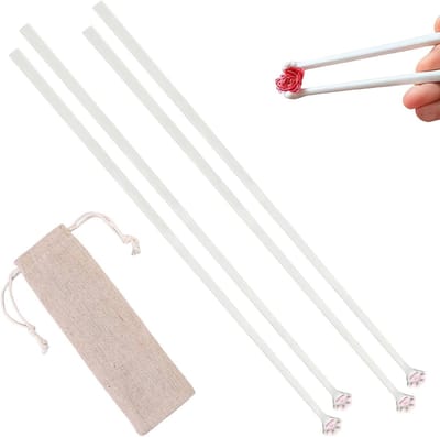 2 Paar Herbruikbare Chopsticks met 3D Geprinte Roze Kattenpootjes voor Thuis, Hotel en Restaurant