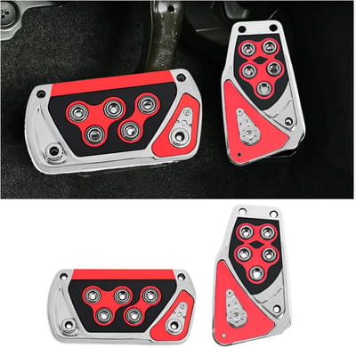 Geschikt voor 2 stuks antislip pedaalbeschermers voor auto's, automatische transmissie rem- en gaspedaalhoezen, geen boren vereist, set voetpedalen voor auto's, universele rubberen pedaalbeschermers voor koppelings- en rempedaal