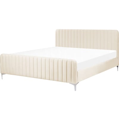 LUNAN - Tweepersoonsbed - Lichtbeige - 180 x 200 cm - Fluweel