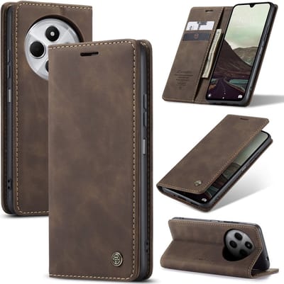 CaseMe Hoesje - Geschikt voor Xiaomi Redmi 14C Hoesje - CaseMe 013 Book Case - Donkerbruin