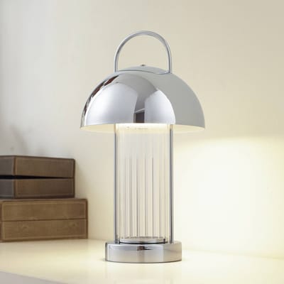 Lindby - LED tafellamp- met dimmer - CCT - 1licht - Ijzer, glas - H: 33 cm - chroom, transparant - Inclusief lichtbron