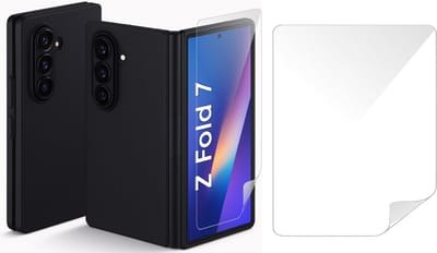 Hoesje geschikt voor Samsung Galaxy Z Fold 7 - Screenprotector Volledig Dekkend Premium PET - Mat Back Case Zwart