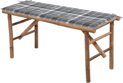 Inklapbare Tuinbank - Bamboe Zitbank - Ontspannen Buiten - Inclusief Kussen - 118 cm - Grijs