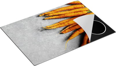 Chefcare Inductie Beschermer Wortels op Grijze Marmer - 75x50 cm - Afdekplaat Inductie - Kookplaat Beschermer - Inductie Mat