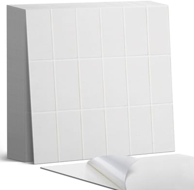 Coloray Plaktegels - Een eenvoudig mozaïek van rechthoeken Zelfklevende Tegels - 20 cm x 20 cm - Wit Plaktegels - 20 stuks - Vierkant PVC Tegels - Plaktegels Badkamer - Plaktegels Vloer - Vinyl Tegels Zelfklevend - Wandtegel Zelfklevend