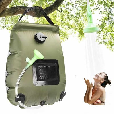 Meedeer Buitendouche-Camping Douchezak-Met Douchekop-Solar Douche-Verwarming-Mobiele Douche-Met Temperatuur Indicator-Draagbare-Groen - 20L