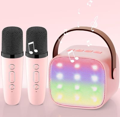 Karaoke-machine met 2 microfoons premium versie - Draagbare bluetooth-karaoke-machine voor kinderen en volwassenen met stemwisselende effecten en ledverlichting - Cadeau voor jongens en meisjes music boxing machine