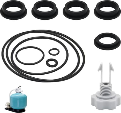 Set van 12 zandfilters voor zwembaden, geschikt voor diverse pompen, inclusief luchtafvoerventiel en O-ringen