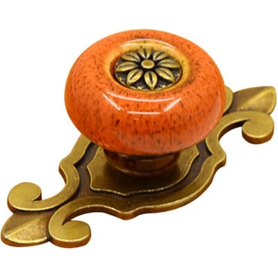 Mode Trekgreep Keramische Knop Deur Metaal Vintage Bloem Deur Kast Dressoir Kledingkast Lade Meubeldecor