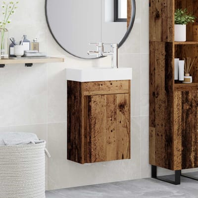 vidaXL - Badkamermeubel - met - kraan - Oud - hout - 40,5 - x - 22,5 - x - 62 - cm