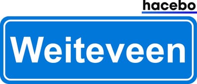 Hacebo - Plaatsnaam Sticker - 29x10 CM - Weiteveen sticker - Verkeersborden sticker - grappige cadeaus - Weiteveen
