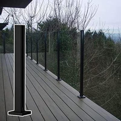 Glazen Balustrade Paal - Vierkante Hekpaal - Balkon Afschermen - Duurzaam Roestvrij Staal - 85 cm Hoog - Zwart