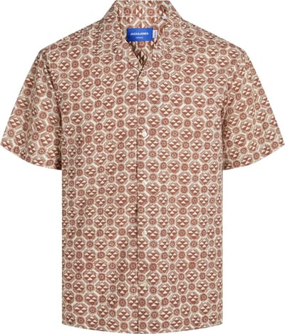Jack & Jones Overhemd Jorluke Seersucker Resort Shirt Ss 12255206 Maple Syrup Mannen Maat - L