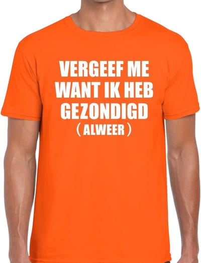Vergeef Me tekst t-shirt oranje heren - heren shirt Vergeef Me - oranje kleding S