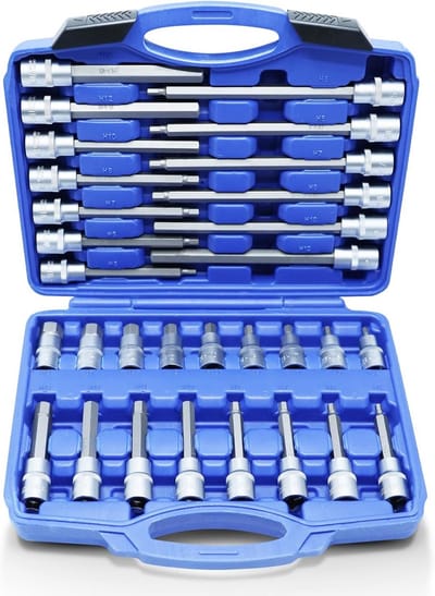 Inbussleutel Set - Dopsleutel Set - Reparaties Uitvoeren - 30 Delige Set - 1/2 Inch - Blauw