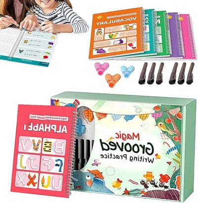 Schrijfoefeningen Werkboek - Tekenen Leren - Handen Ontwikkelen - Groeven Lijnen - 6 Stuks - Meerkleurig