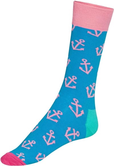 Happy Socks anchor - anker - blauw roze - sea - marine - 41-46