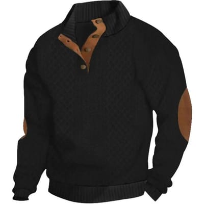 Heren Warme Trui met Opstaande Kraag Los Effen Kleur Ademend voor Buiten Tactische Heren Tops Nieuwe Fleece Warme Jas L zwart