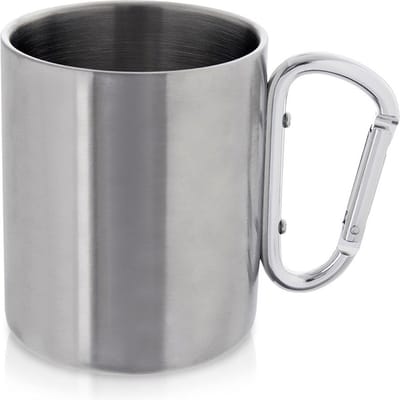 Mok Toeristisch Edelstaal met Karabijnhaak 350 ml - Koffiemok - Theebeker - Koffie - Beker