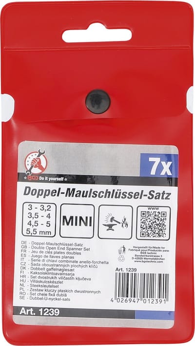 BGS Steeksleutelset mini-uitvoering 3 - 5,5 mm 7 delig