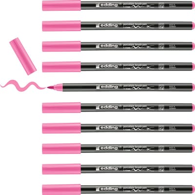 edding 4200 porseleinstift - roze - 10 pennen - penseelpunt 1-4 mm - viltstift voor het schilderen en decoreren van keramiek, porselein - vaatwasmachinebestendig, lichtechte inkt, sneldrogend