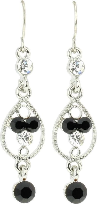Behave - Oorbellen met steentjes zwart wit - Chic avondstijl 4,8 cm