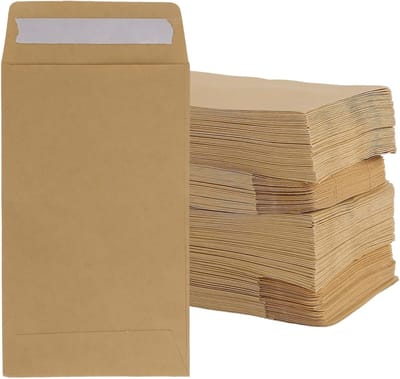 200 Stuks 6.3 x 11.5 cm Bruine Zelfklevende Kraft Papier Enveloppen voor Kleine Voorwerpen, Zaden en Muntstukken