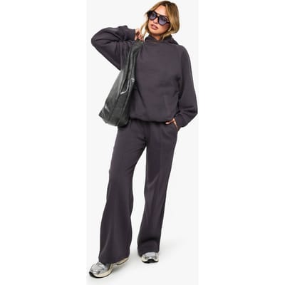 boohoo Dames Pintuck Detail Deep Waistband Wide Leg Jogger | Houtskool | Maat: XS