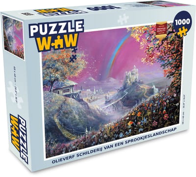 Puzzel Olieverf schilderij van een sprookjeslandschap - Legpuzzel - Puzzel 1000 stukjes volwassenen