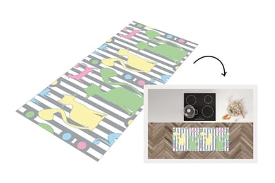 Keukenloper - Loper keuken - Katten - Pastel - Dieren - 120x50 cm - Keukenloper vinyl