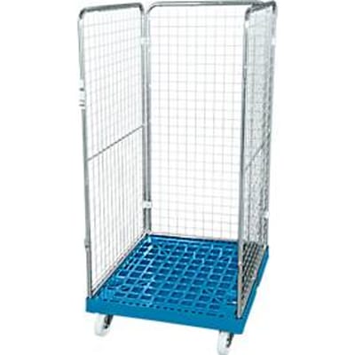 Gaascontainer 3-zijdig, 1350 bruikbare hoogte op kunststof rolcontainer, gentiaanblauw RAL5010