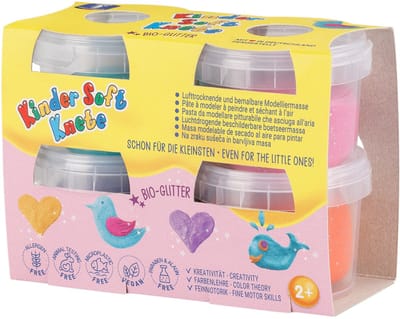 Feuchtmann - Zachte klei glitter - Set van 4 potjes - Vanaf 2 jaar