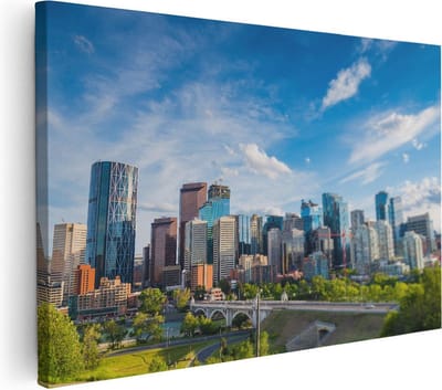 Artaza Canvas Schilderij Stad - 30x20 cm - Klein - Muurdecoratie Skyline - Wanddecoratie Woonkamer - Kamer Accessoires