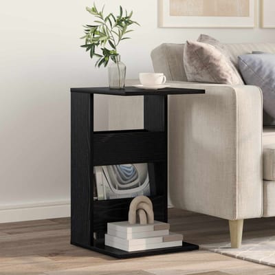 vidaXL - Bijzettafel - Zwart - Eiken - 40 - x - 35 - x - 60,5 - cm - Bewerkt - hout