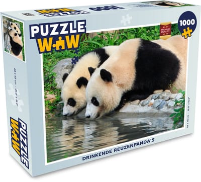 Puzzel Panda - Stenen - Water - Drinken - Legpuzzel - Puzzel 1000 stukjes volwassenen