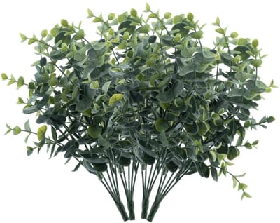 Bellatio Design Kunstplant takken Eucalyptus Cinera - 4x - 32 cm - bosje/bundel - bladgroen stelen - decoratief