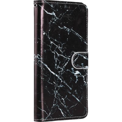 Comfycase iPhone 12 (Pro) Bookcase Hoesje Marmer Zwart Marmer