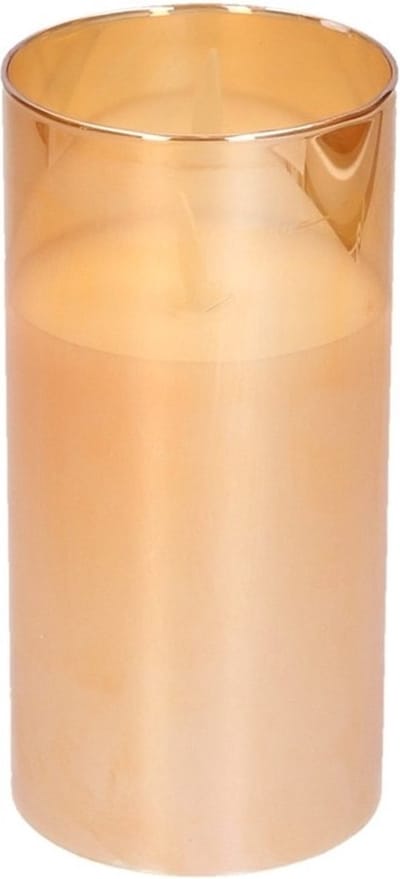 Luxe LED kaars/stompkaars in gouden glas 15 cm flakkerend - Kerst diner tafeldecoratie - Home deco kaarsen