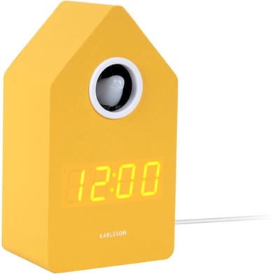 Karlsson Wekker Cuckoo Led - Geel - 9x9x15.8cm - Modern - Wekker voor slaapkamer - Wekkers