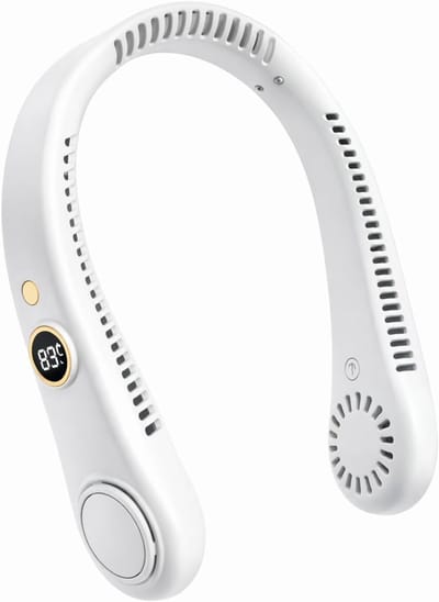 Nek Ventilator - Nekventilator met Display - Draagbare Nek Ventilator oplaadbaar - Draagbare Gezichtsventilator - 5 standen - Gezichtsventilator Neck fan - Draagbare Nek Ventilator - USB ventilator - Mini Ventilator - Nek Airco - Nek Ventilator - Wit